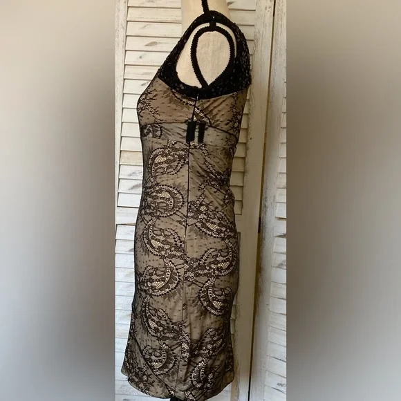 NWT BEBE Addiction Sparkle One Sleeve Lace Dress - Picture 5 of 12